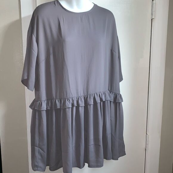 ASOS Petite Gray Ruffle Mini Dress-6 NWT - Picture 2 of 8